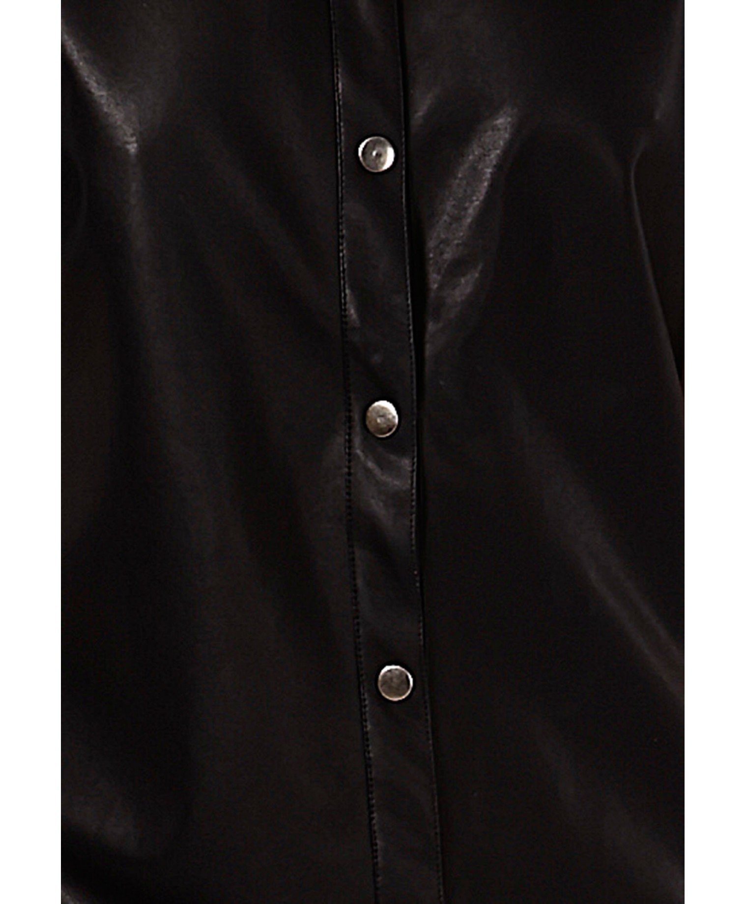 black faux leather shirt dress