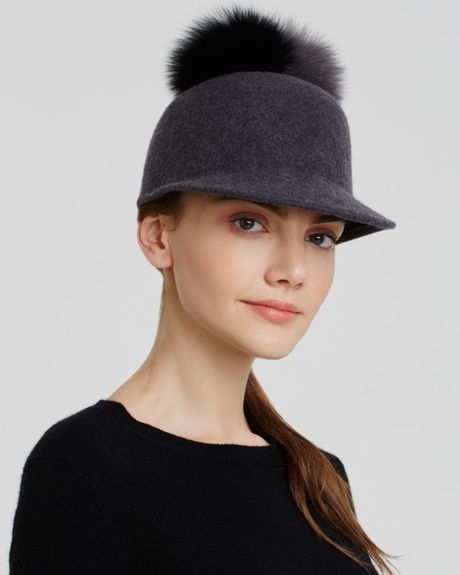 john lewis pom pom hat Fur in Cap Berman (Antracite Fox Pom Helene Gray Gray Pom Melange/Dark