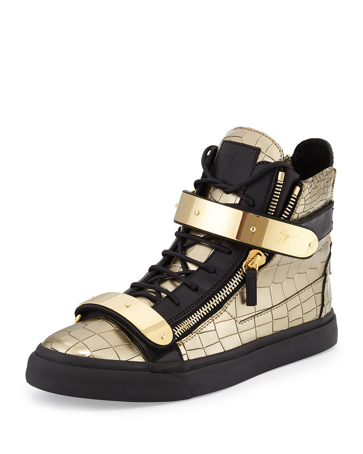 Lyst - Giuseppe Zanotti Mens Faux-Croc High-Top Sneaker in Black for Men