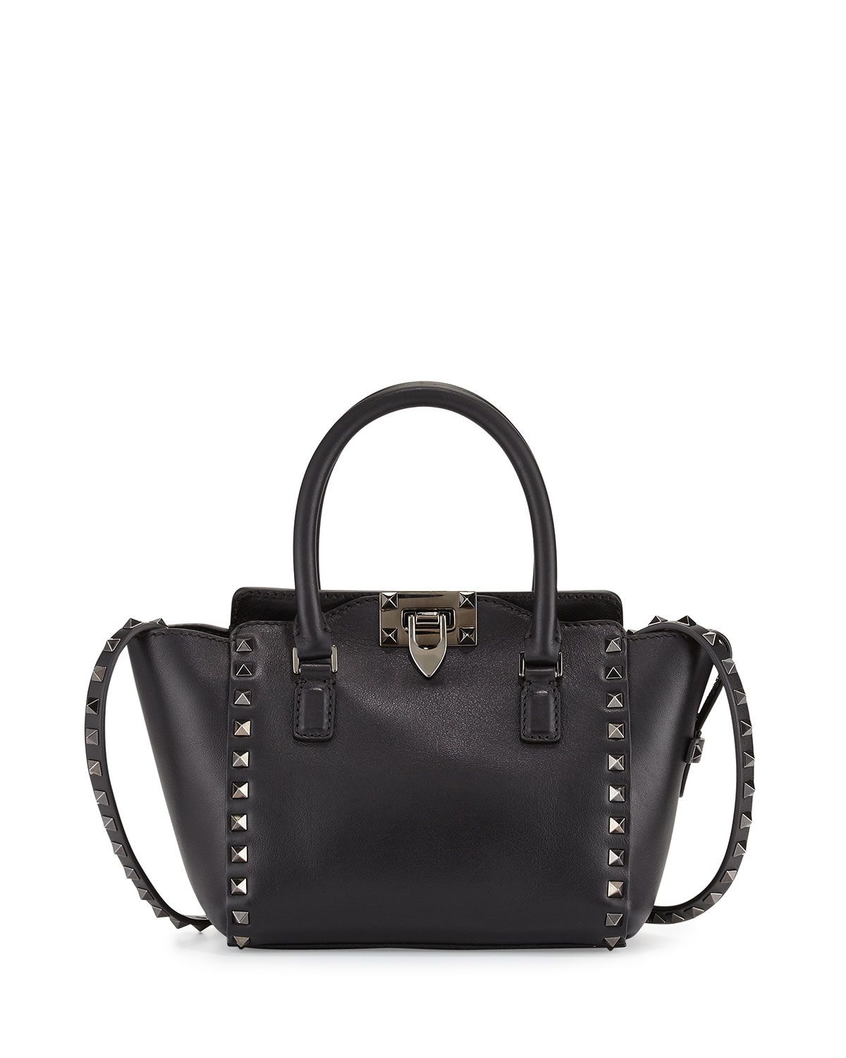Lyst - Valentino Rockstud Small Leather Tote Bag in Black