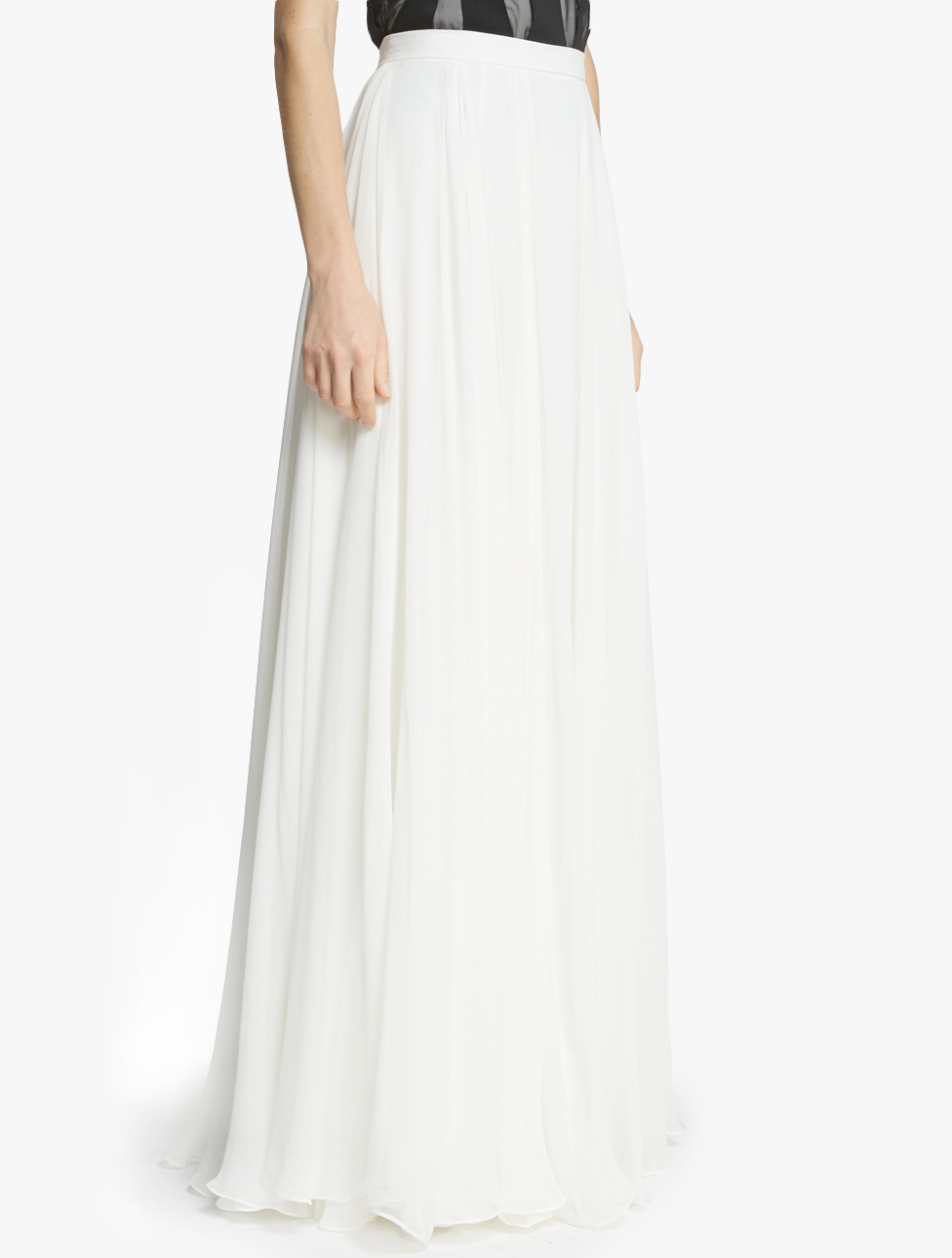 Halston Flowy Georgette Maxi Skirt in White | Lyst