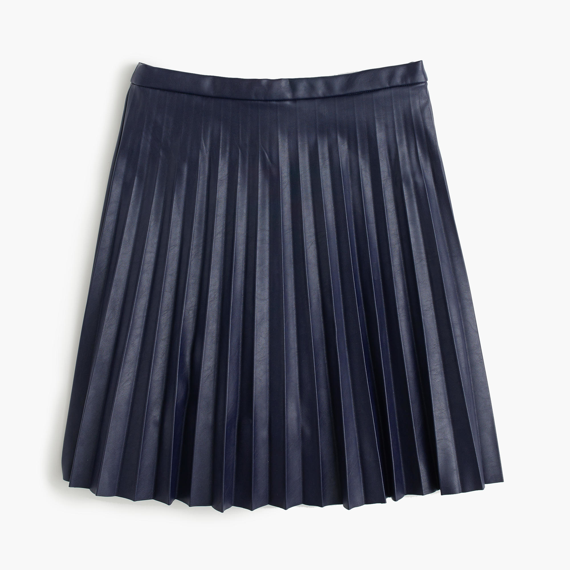 J.crew Petite Faux-leather Pleated Mini Skirt in Blue (navy) | Lyst