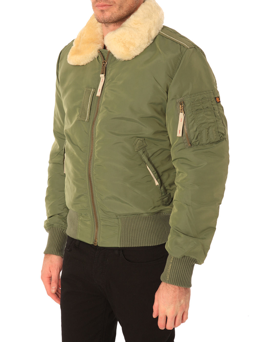 Alpha industries Khaki iBomberi iJacketi iFuri iCollari in Green 