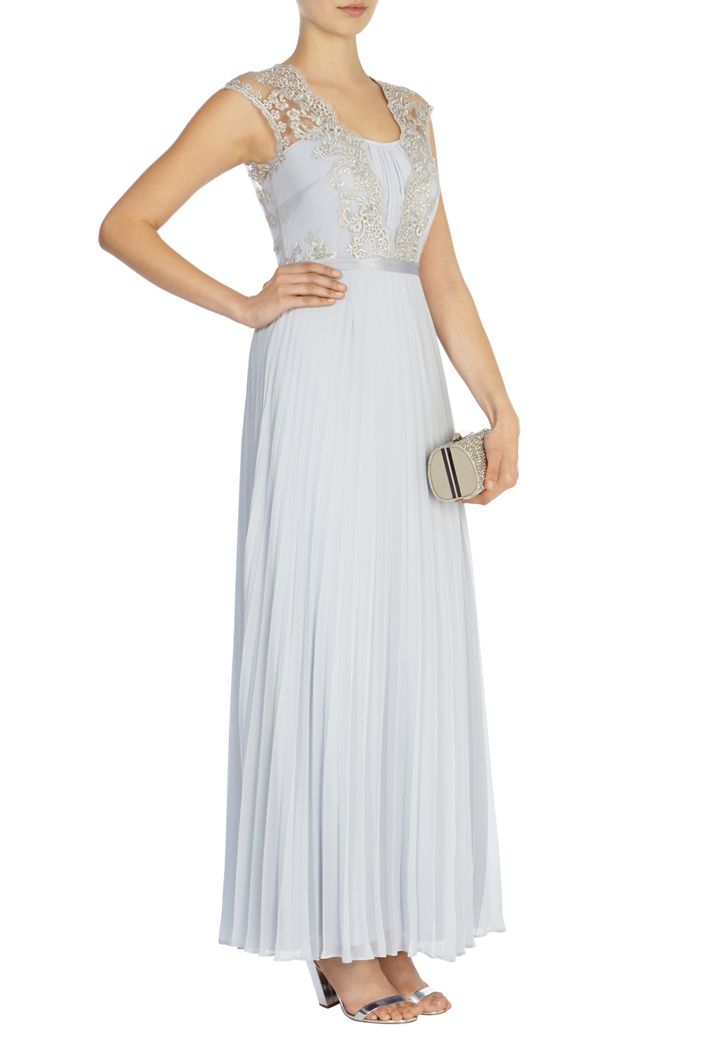 Coast | Coast Lori Arlie Pleated Maxi Dress in Light Grey