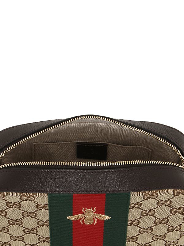 Lyst Gucci Bee Embroidered Leather Shoulder Bag in Black