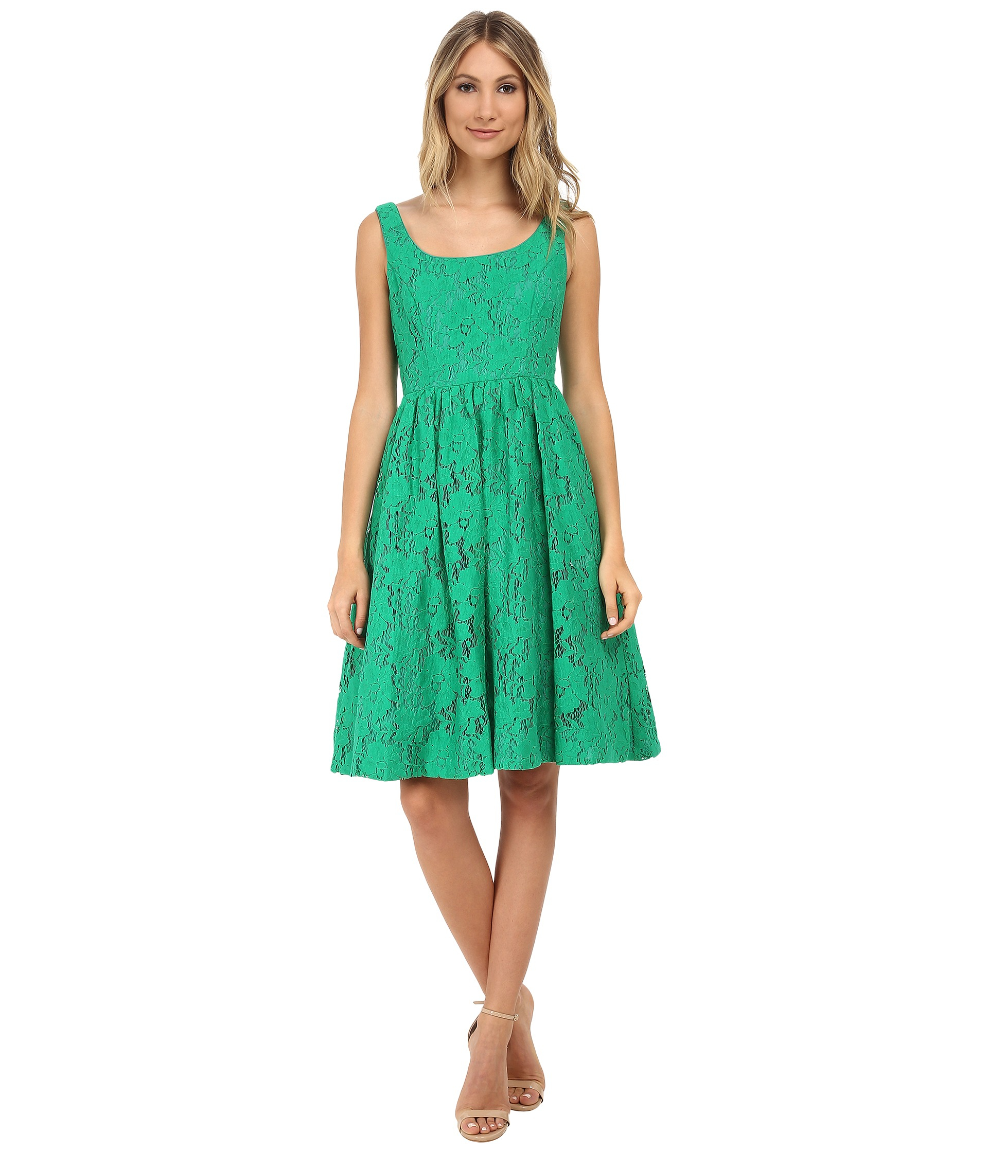 Donna morgan Lace Tank Midi Length Dress in Green | Lyst