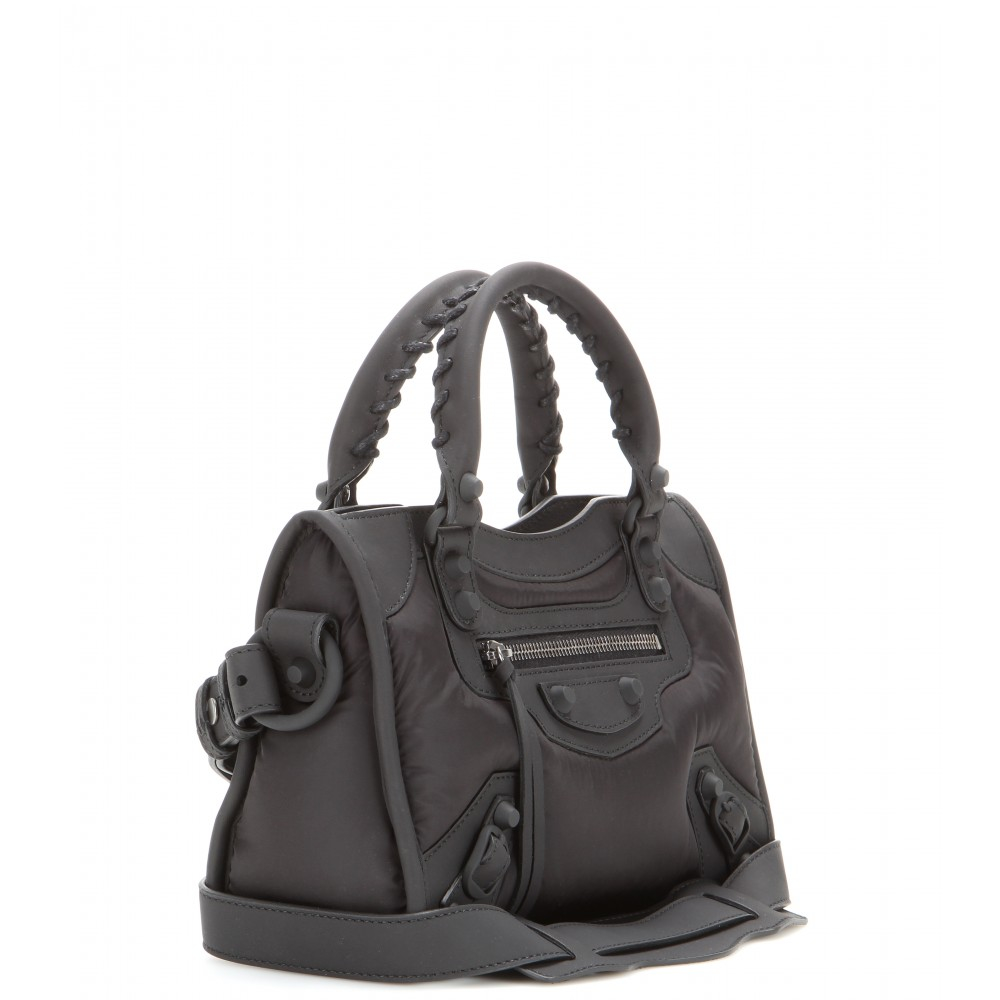 Balenciaga Classic Mini City Fabric And Leather Shoulder Bag in Gray | Lyst