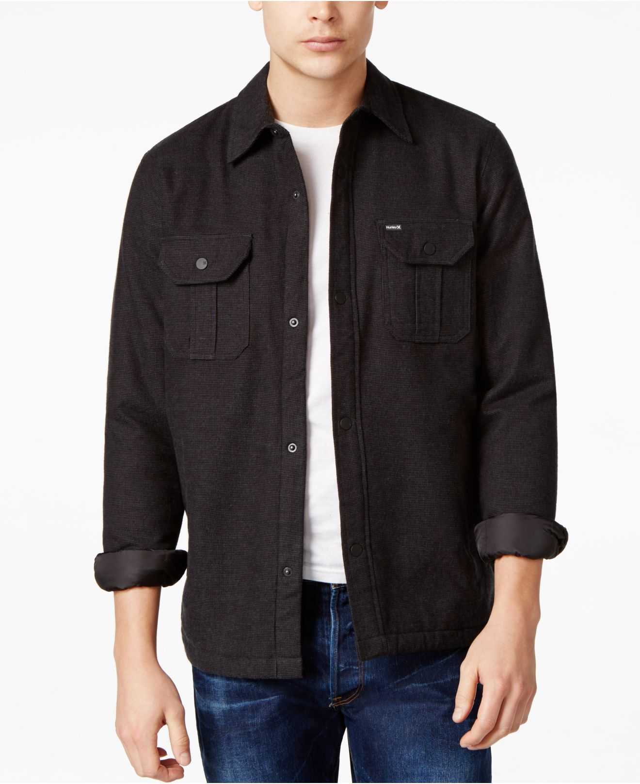 Hurley Backroad Shirt Jacket in Black for Men | Lyst