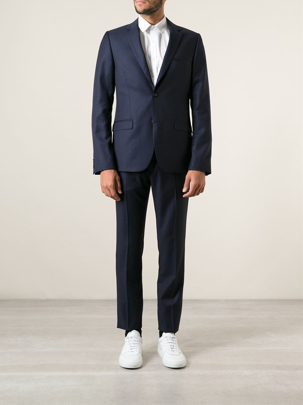 Calvin klein Pinstripe Suit in Blue for Men | Lyst