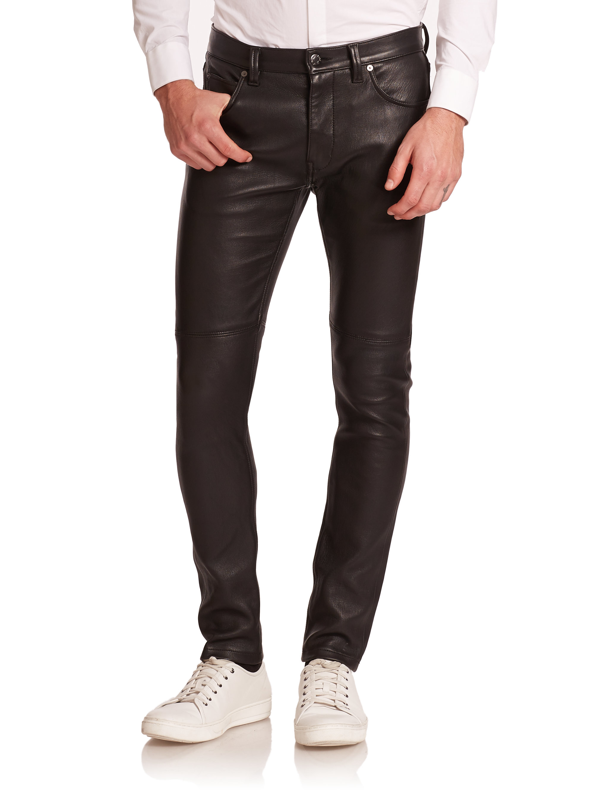 Helmut lang Skinny-fit Leather Pants in Black for Men | Lyst