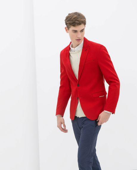 Zara Red Structured Blazer in Red for Men | Lyst