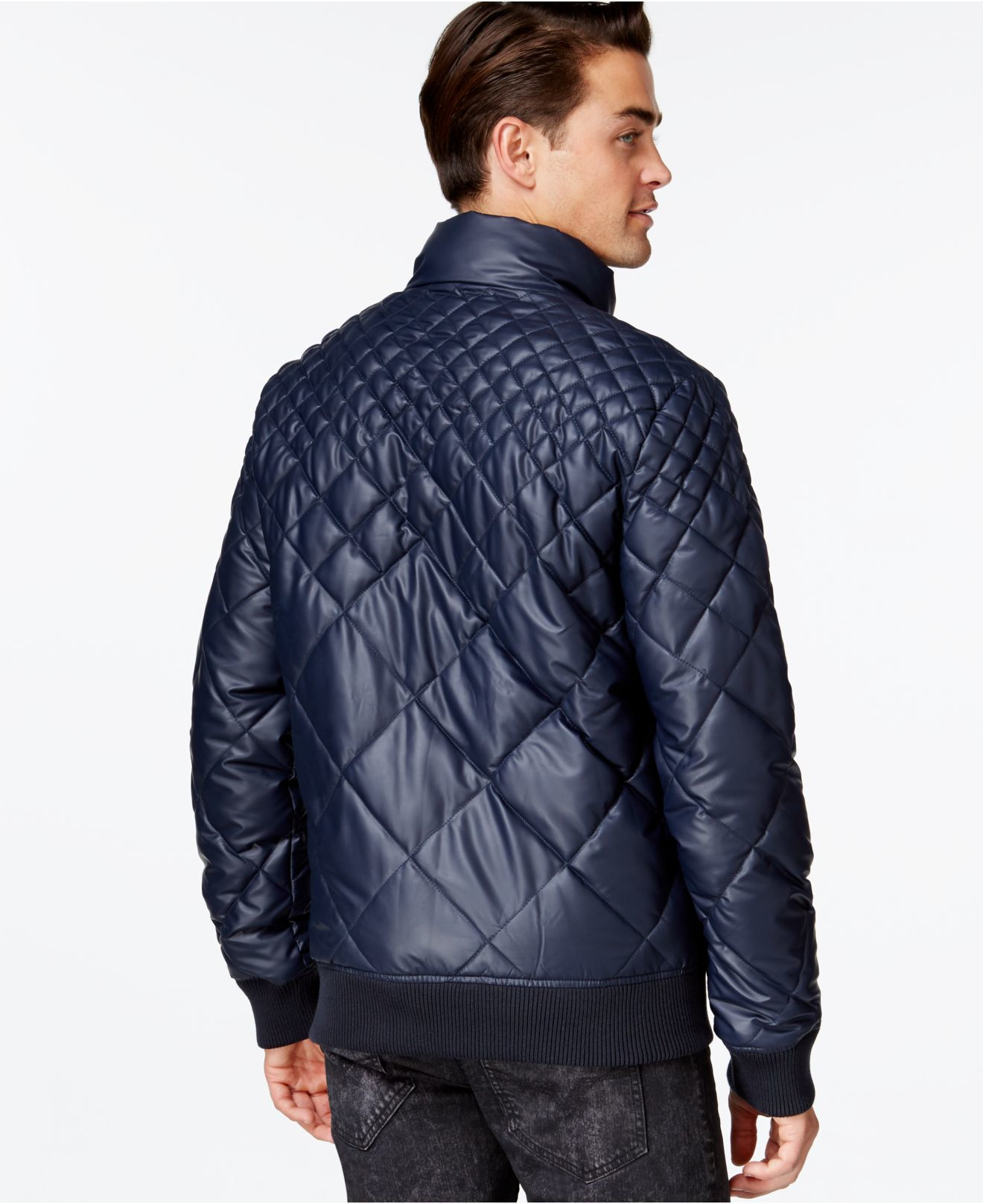 Lyst - Guess John Quilted Puffer Jacket in Blue for Men