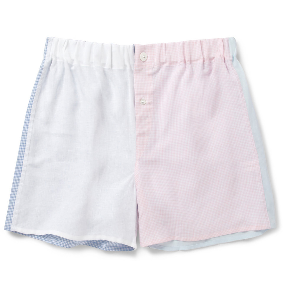 Lyst Emma Willis Patchwork Linen Boxer Shorts in Blue for Men