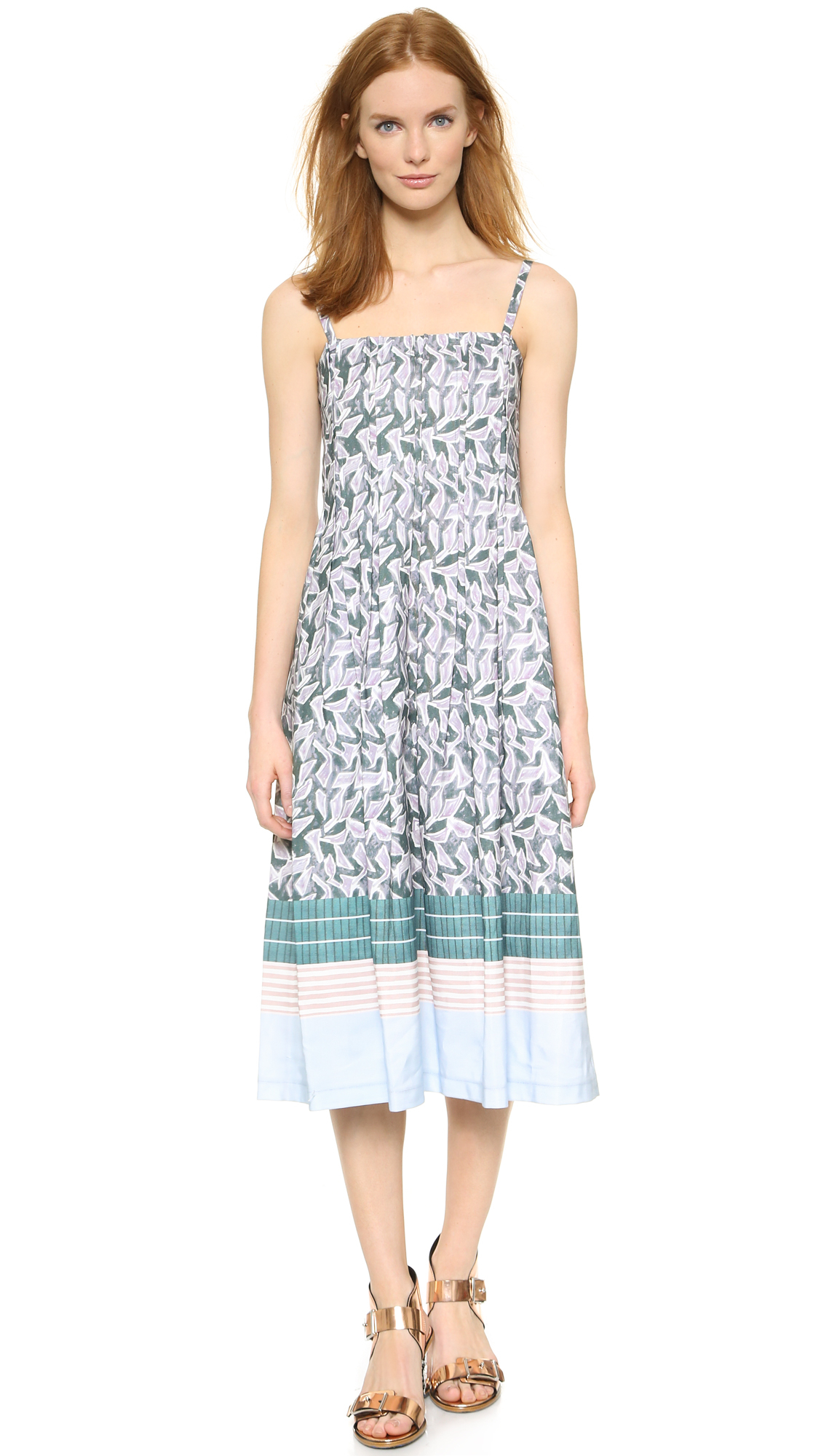 Lyst SUNO Pleated Long  Dress  Marker Batik  Stripes