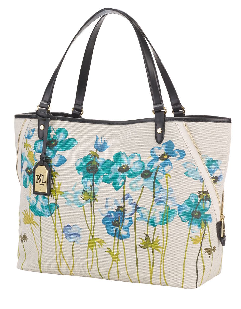 Lauren by ralph lauren Large Floral Canvas Tote in Green (Lagoon) | Lyst