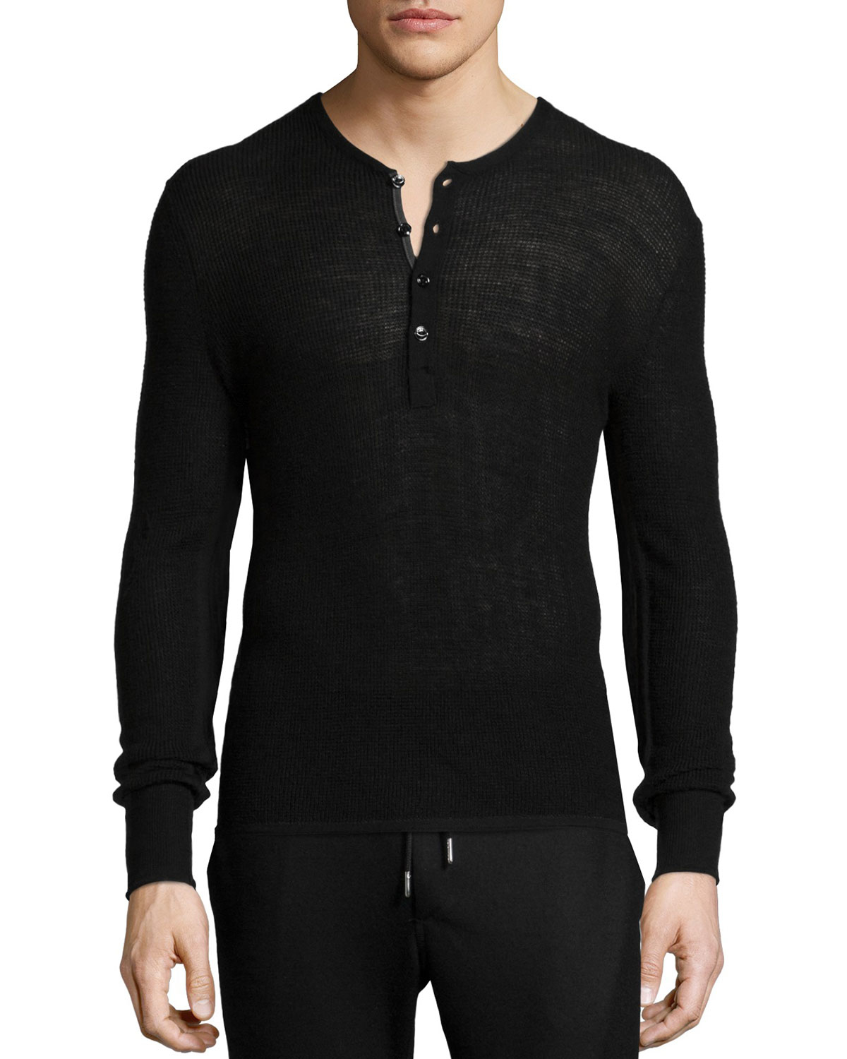 Lyst - Rag & Bone Garrett Thermal Long-sleeve Henley Shirt in Black for Men