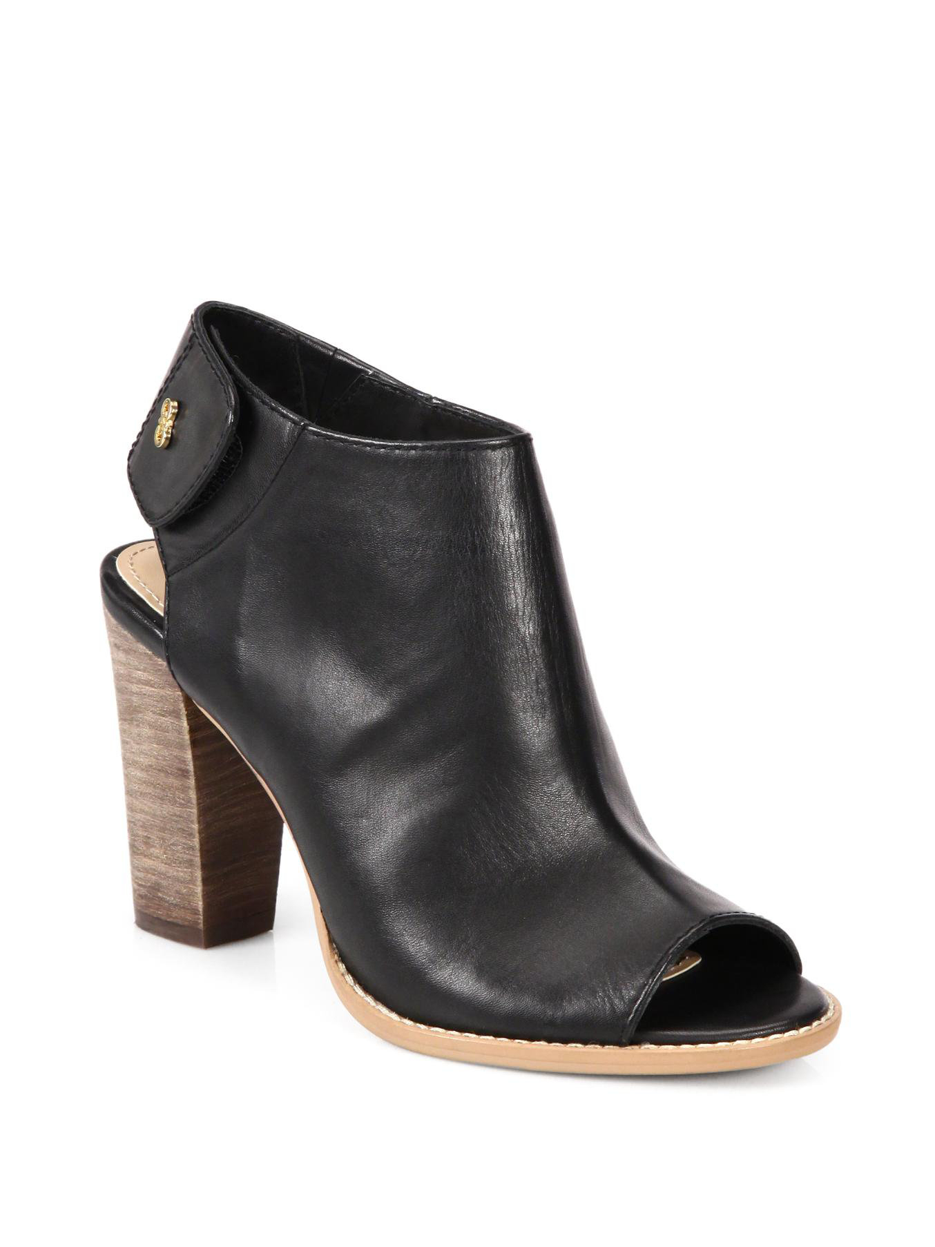 Cole Haan Wrey Leather Open-Toe Ankle Boots in Black | Lyst