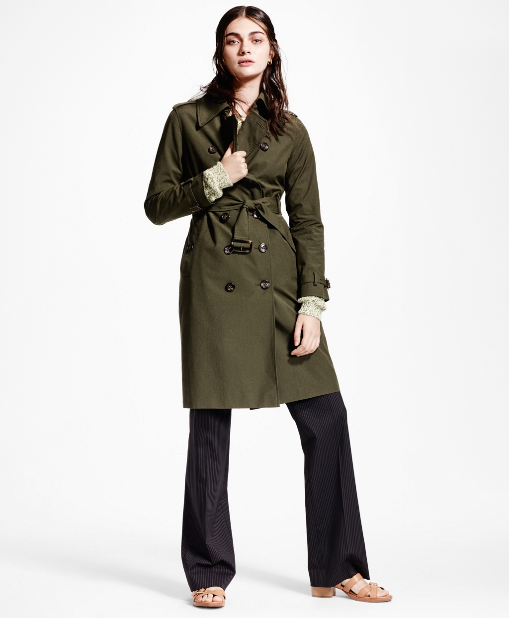 Lyst - Brooks Brothers Micro-houndstooth Trench Coat in Green
