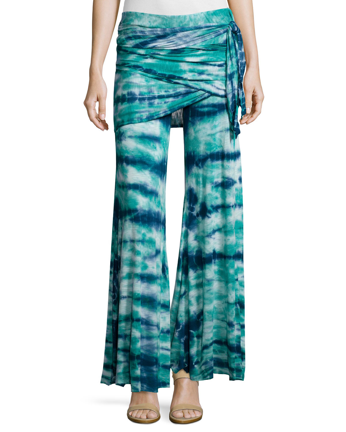 Lyst - Young fabulous & broke Marina Tie-dye Wrap-waist Pants in Green