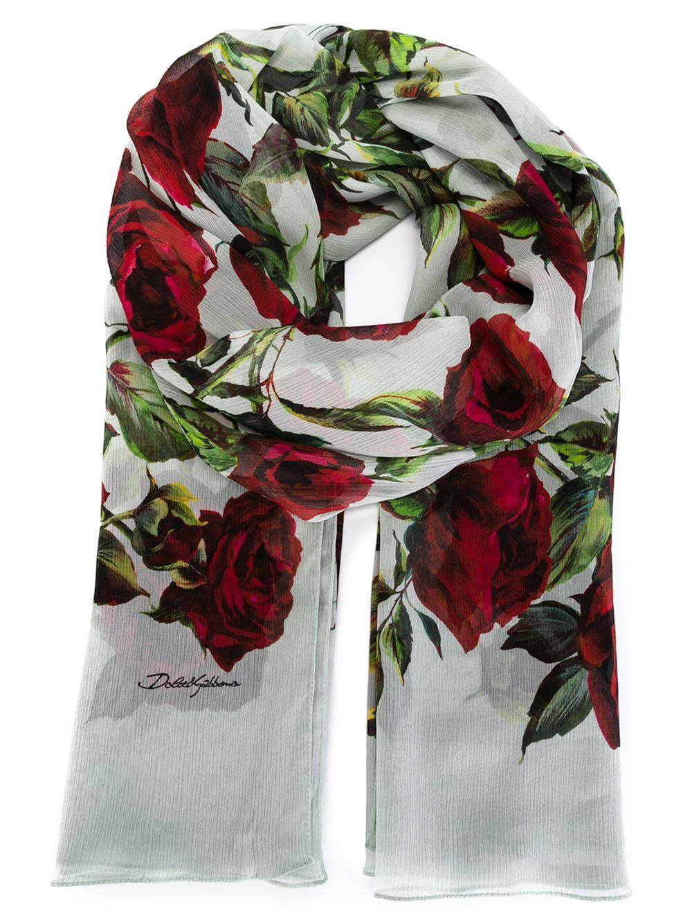Dolce & gabbana Rose Print Scarf in Floral (white) Lyst