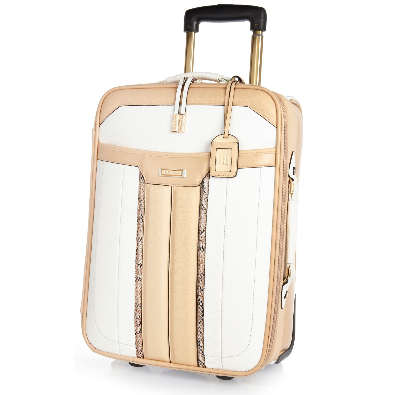 River island White Colour Block Wheelie Suitcase in White | Lyst