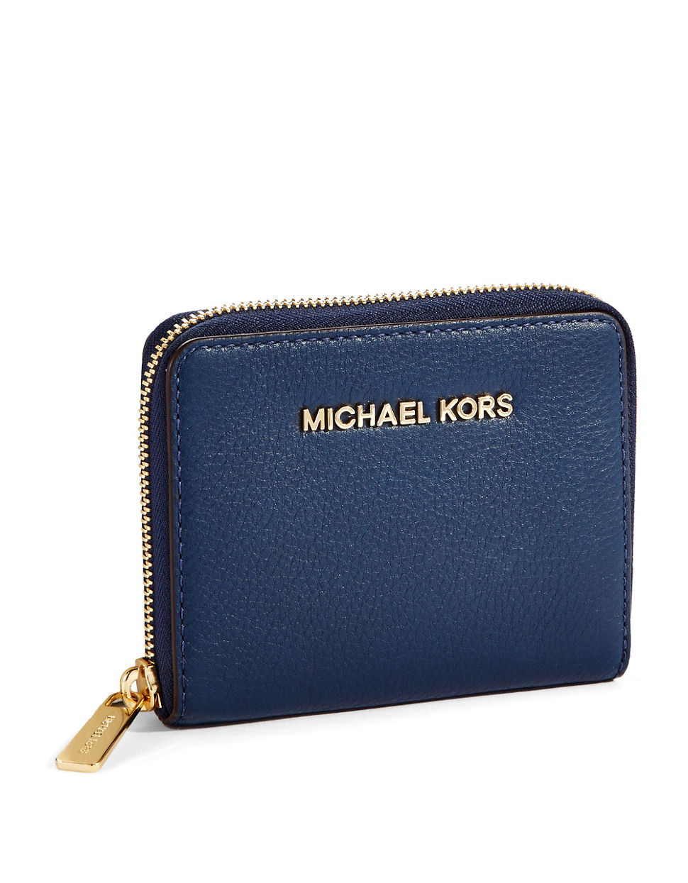 Lyst - Michael Michael Kors Bedford Leather Medium Ziparound Wallet in Blue