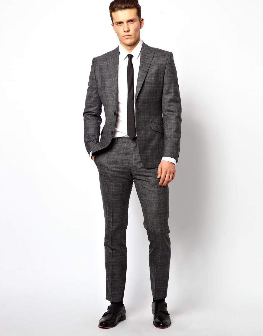 Lyst - Lambretta Check Suit Jacket in Gray for Men