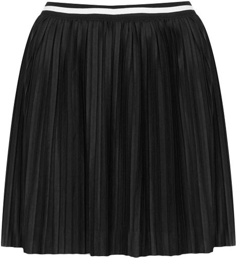 Topshop Sport Waistband Pleat Mini Skirt in Black | Lyst