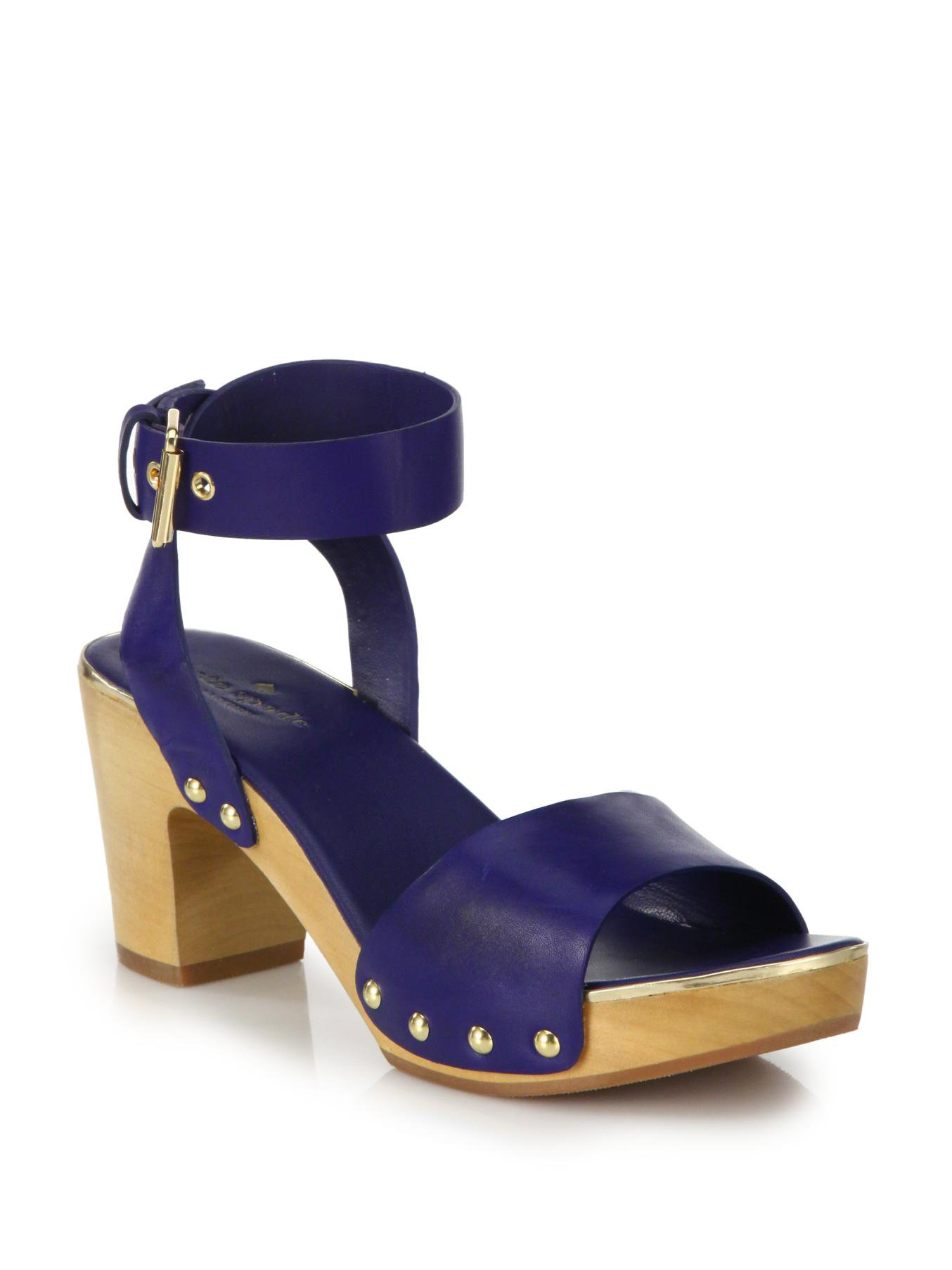 Lyst Kate Spade New York Kayleigh Woodenheeled Leather Sandals in