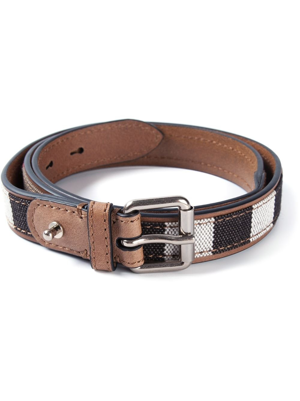 Burberry Striped Buckle Belt in Multicolor (brown) | Lyst