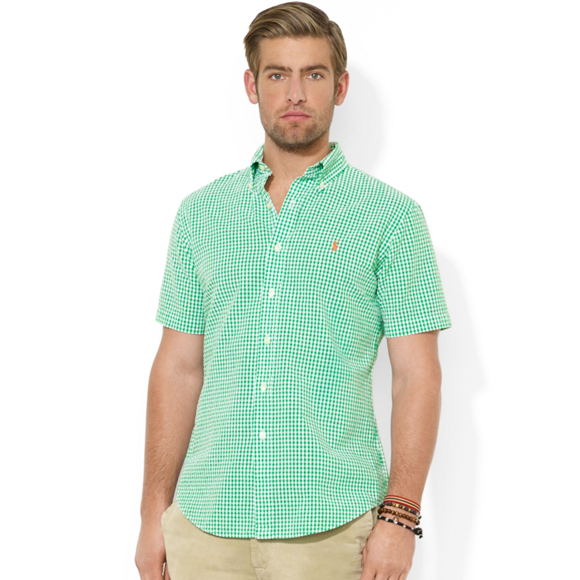 Polo Ralph Lauren Polo Classicfit Shortsleeved Checked Seersucker Shirt ...