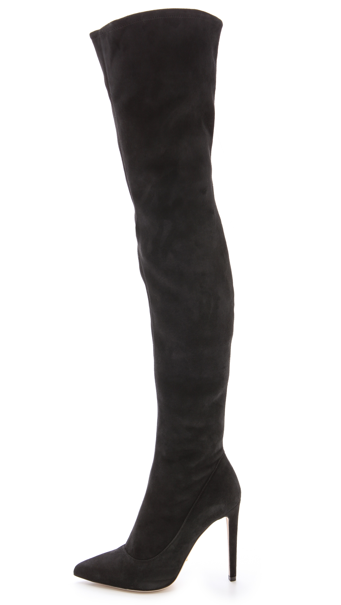 Sergio rossi Suede Over The Knee Boots Black in Black | Lyst