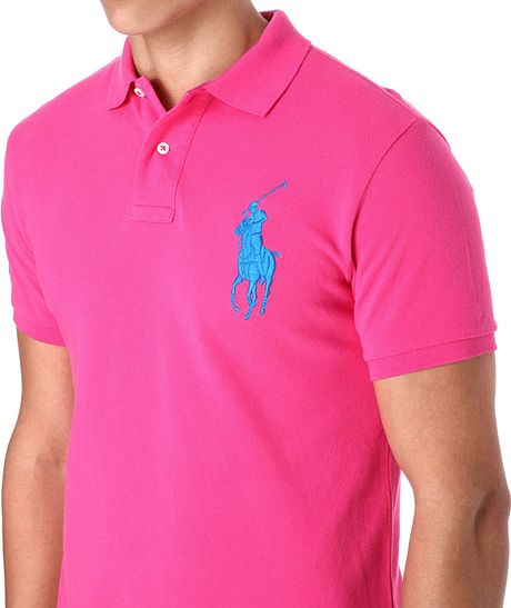 Ralph Lauren Customfit Tonal Big Pony Polo Shirt in Pink for Men (Ultra ...
