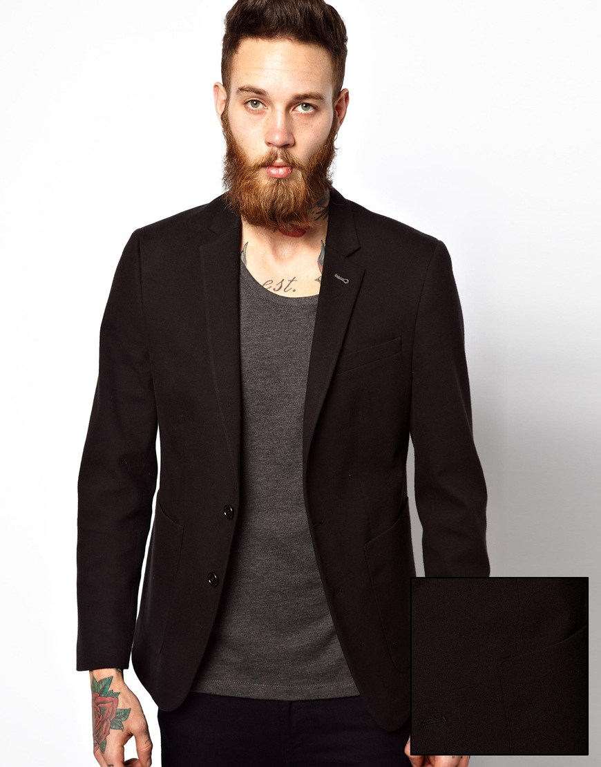 Lyst - Asos Slim Fit Blazer in Jersey in Black for Men
