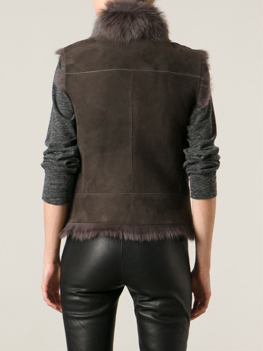 pom pom vest fur Gilet  Lucy' Lyst  JOSEPH in Brown 'new