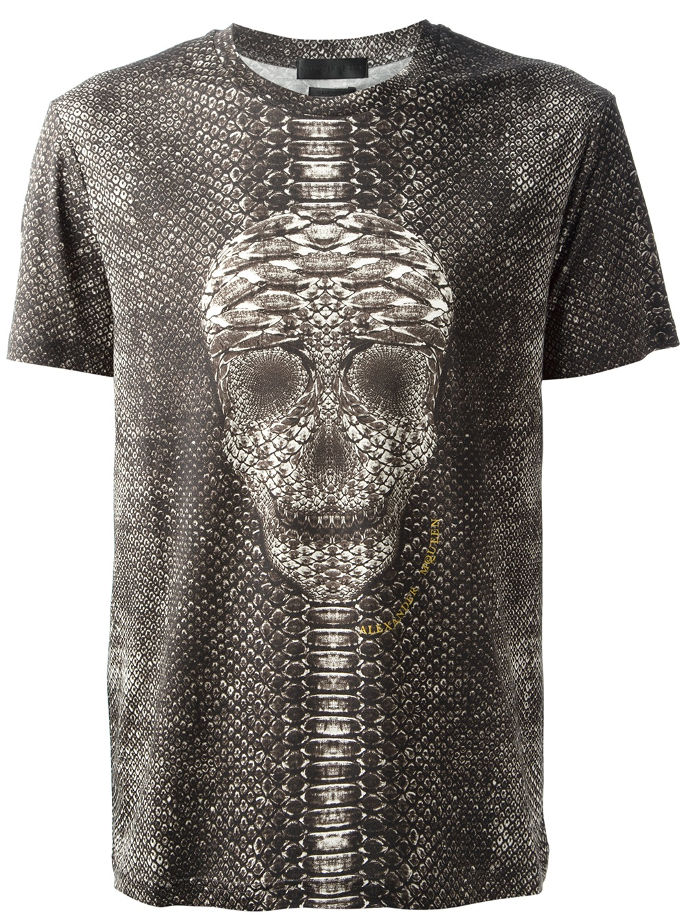 Lyst - Alexander Mcqueen Snake Skin Print Skull T-shirt in Black for Men