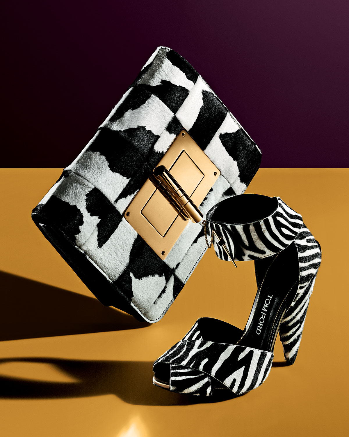 Lyst - Tom Ford Natalia Large Patchwork Calf Hair Clutch Bag in Black