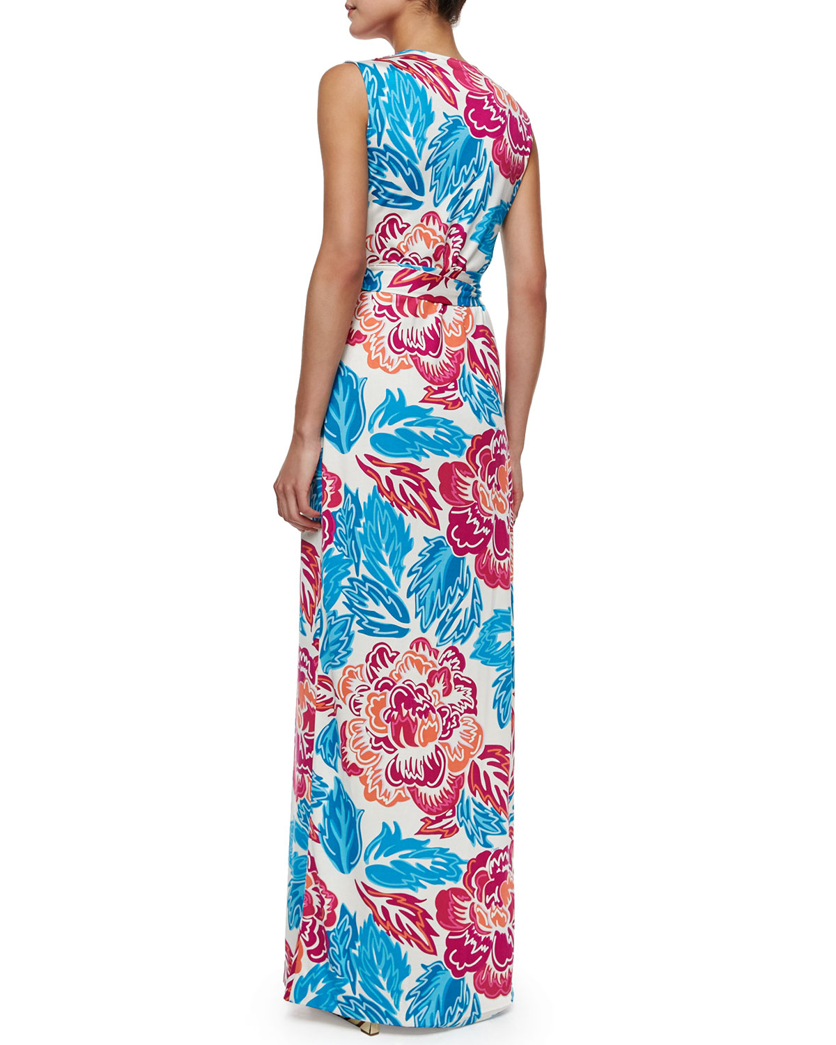 Diane von furstenberg Sleeveless Ditzy Floral-print Wrap Maxi Dress in