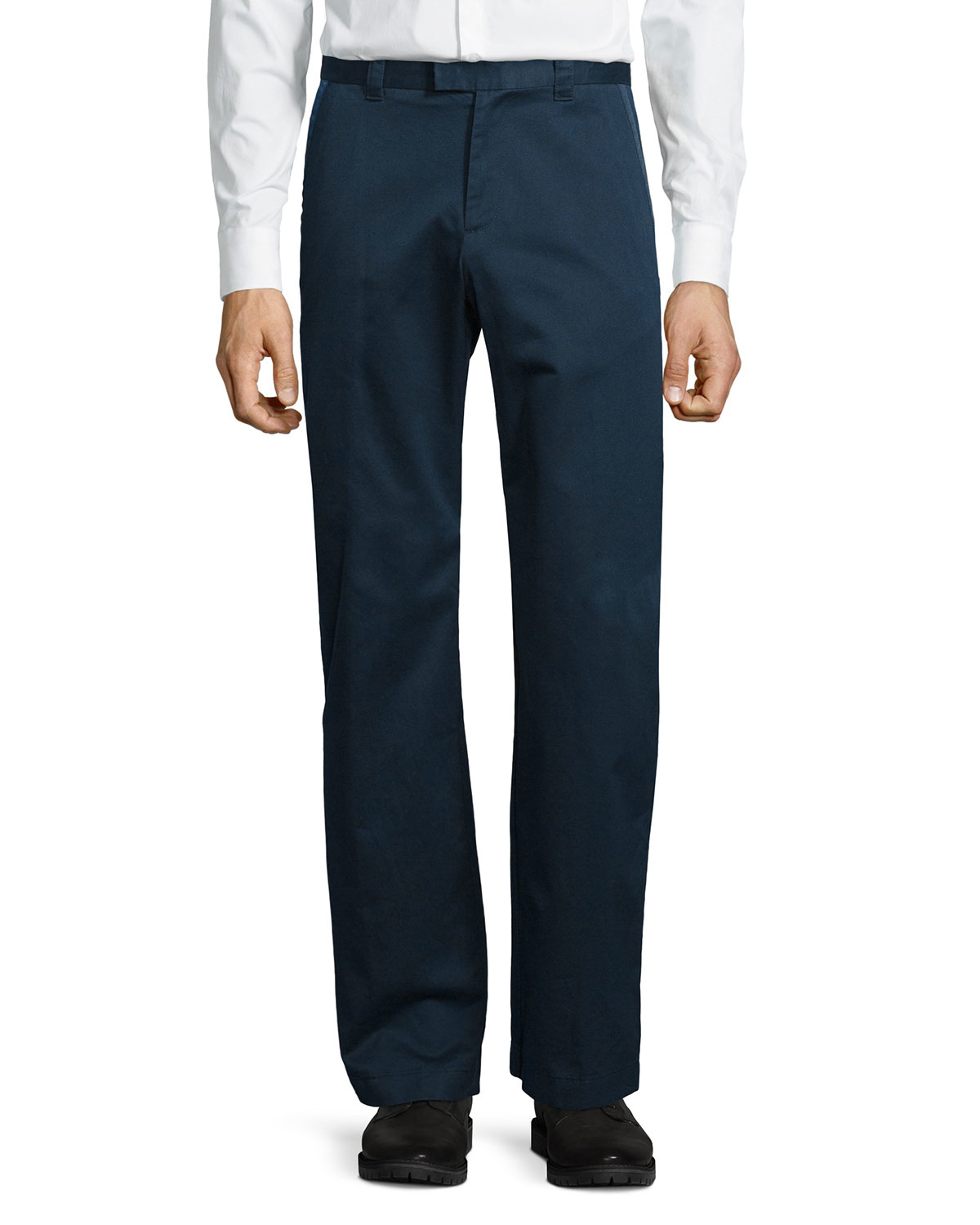 Valentino Flat-front Straight-leg Pants in Blue for Men (NAVY) | Lyst