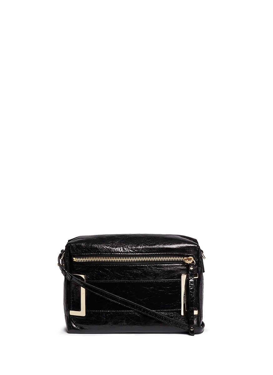 Lyst - Jimmy Choo 'phoebe' Crinkle Leather Crossbody Bag in Black