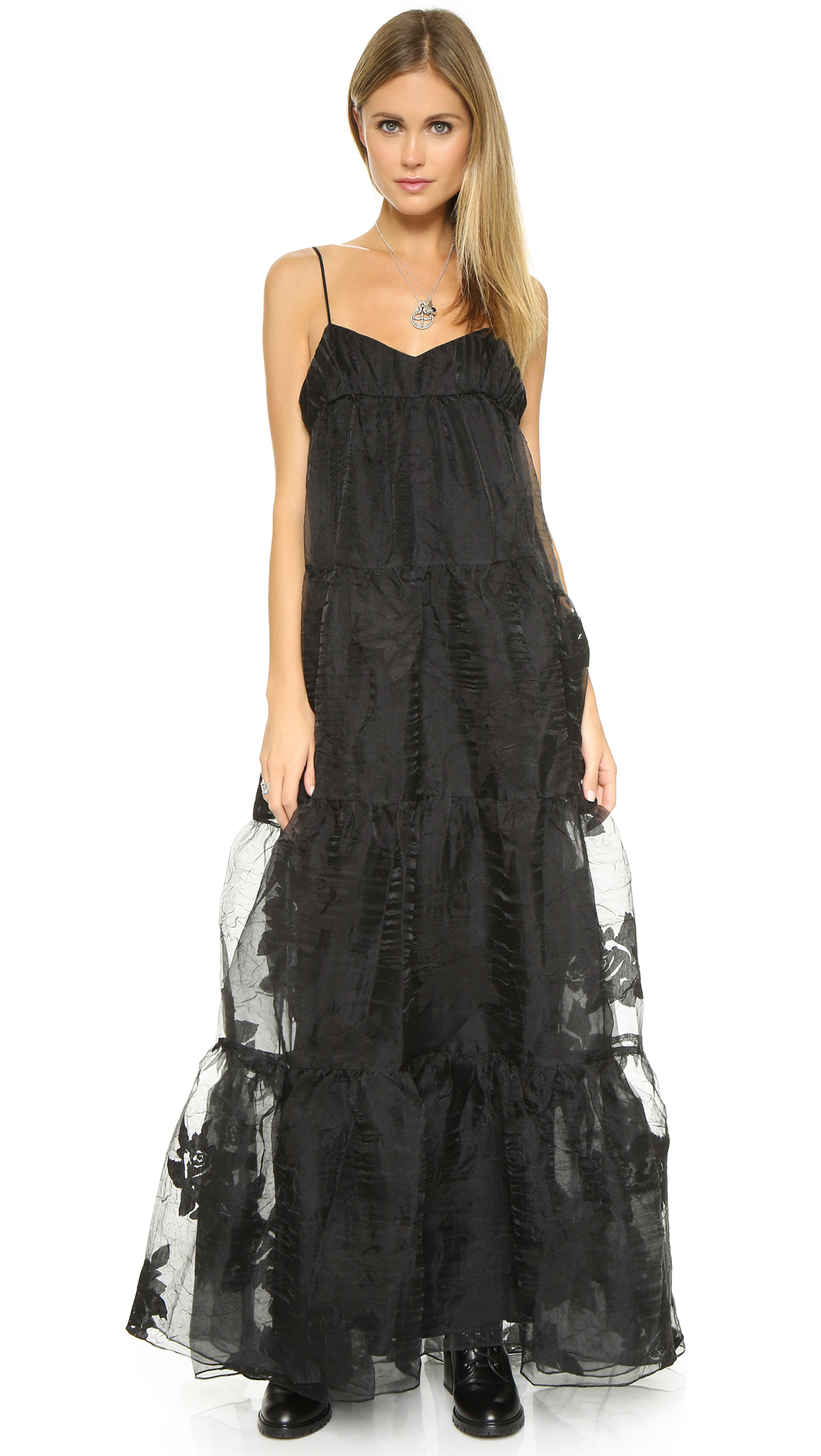 Free People Black Rose Tiered Maxi Dress - Ballet in Black | Lyst