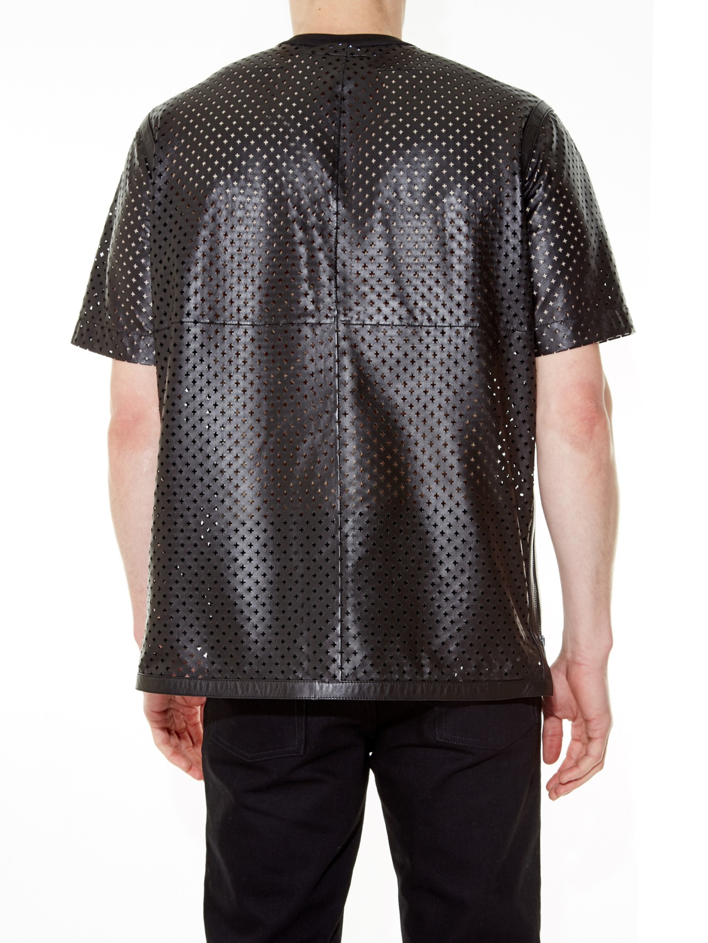 Givenchy Laser-cut Leather T-shirt in Black for Men - Lyst