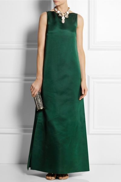 Valentino Silk-satin Gown in Green | Lyst