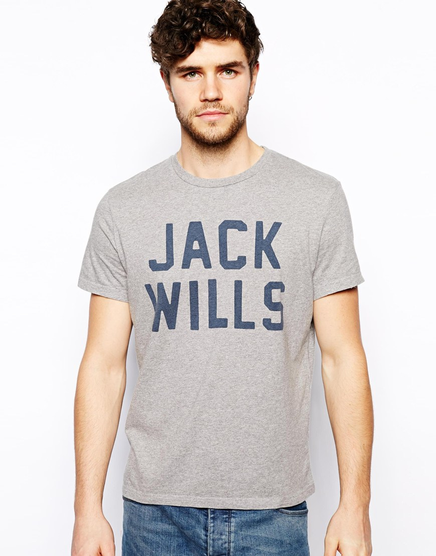 Jack wills Westmore T-Shirt with Large Logo Print in Gray for Men | Lyst