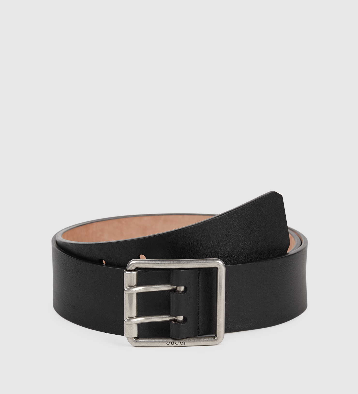 Gucci Leather Belt With Double Prong Square Buckle in Black for Men | Lyst