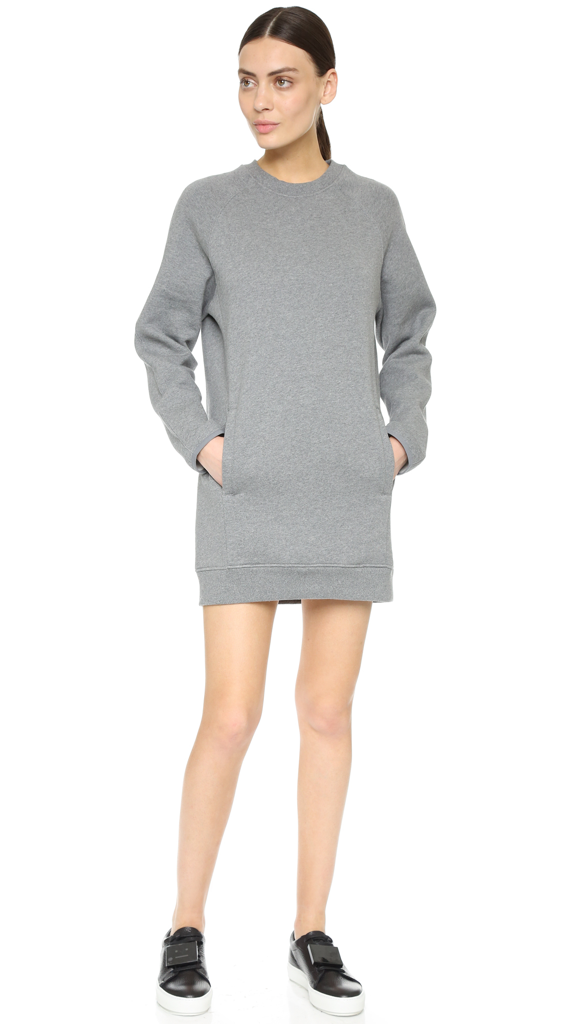 Lyst Acne Studios Fiera Sweatshirt Dress Dark Grey Melange in Gray