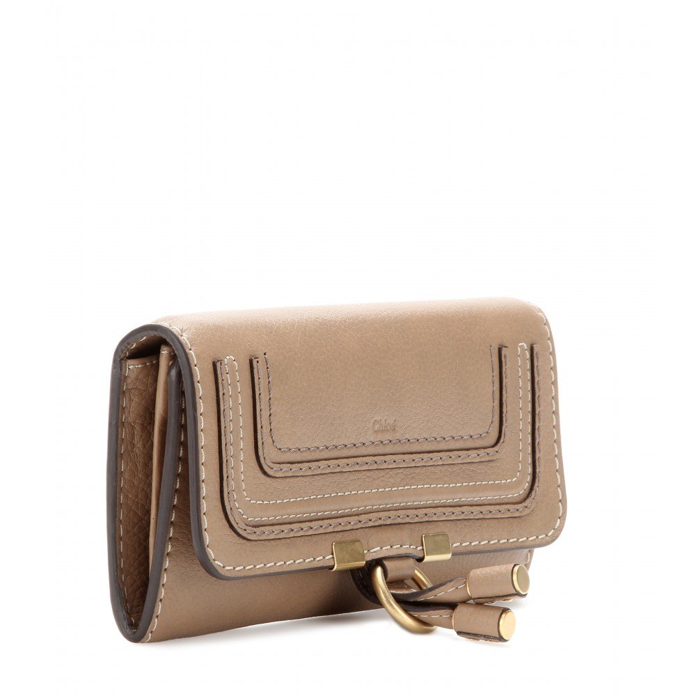 Chlo Marcie Flapover Leather Wallet in Brown (nut) | Lyst  