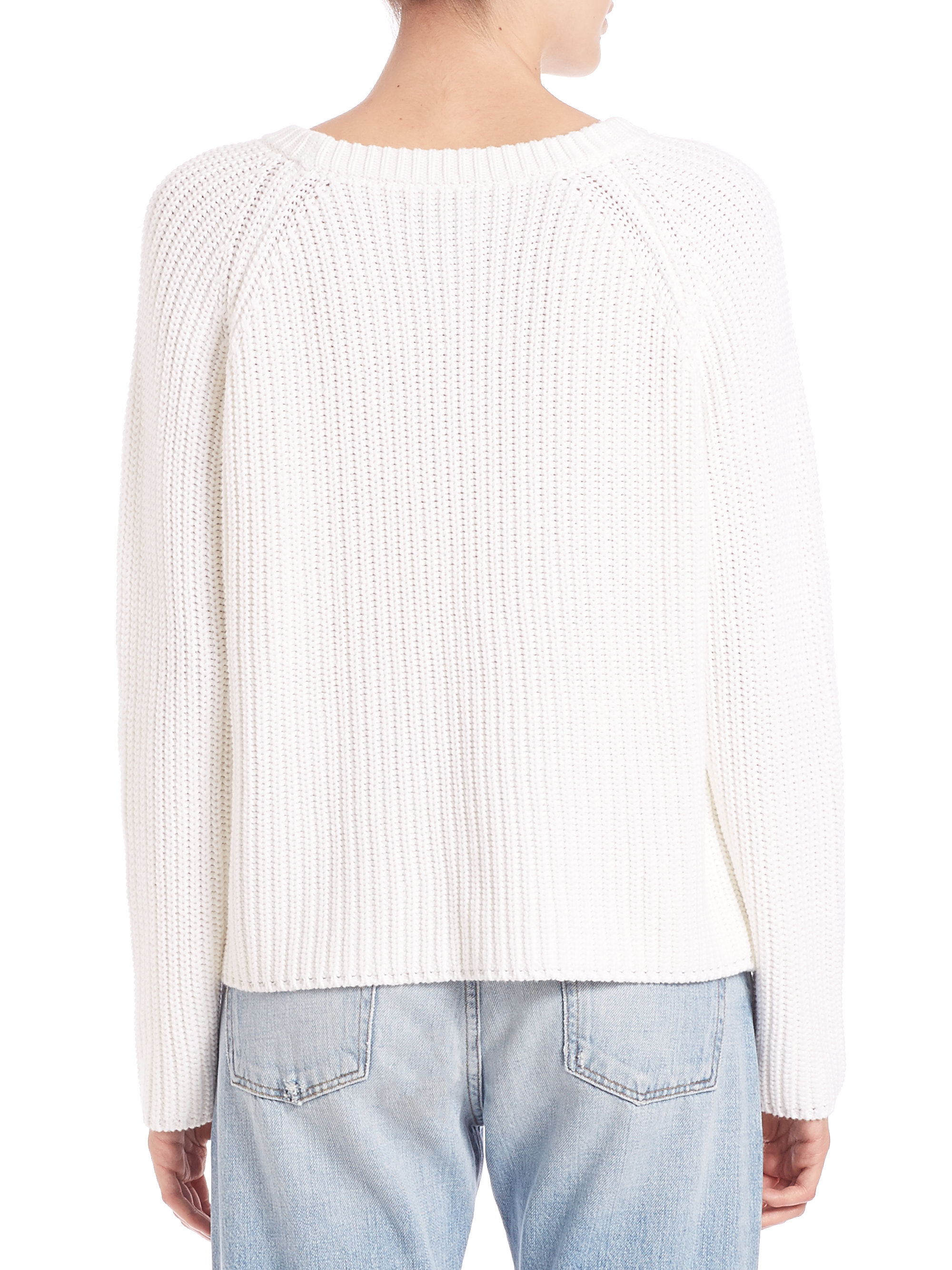 Frame Le Chunky Cotton Crewneck Sweater in Natural | Lyst