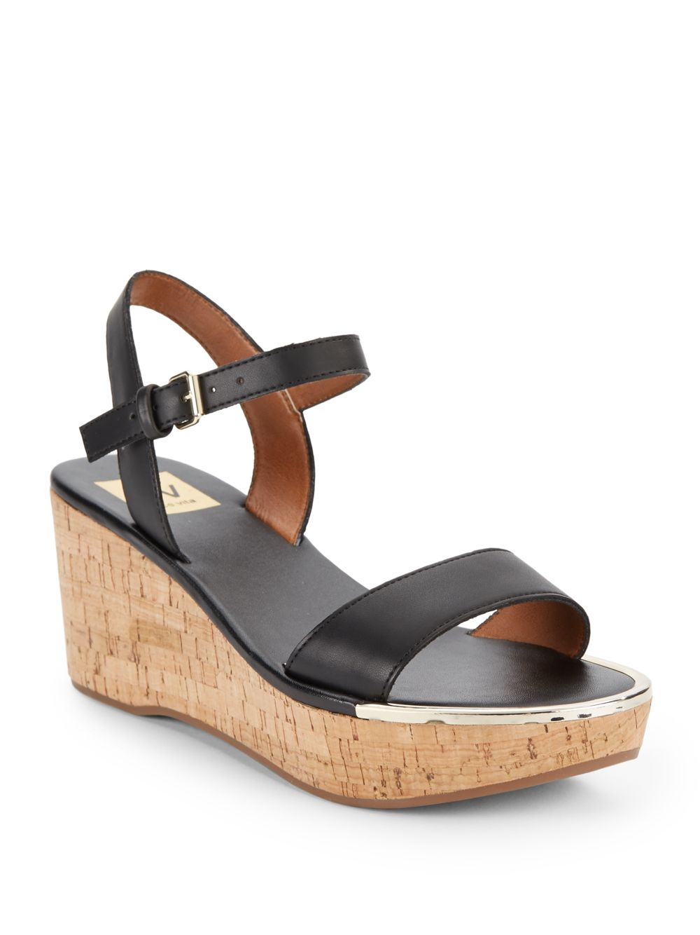 DV by Dolce Vita Cairy Cork Wedge Sandals in Black - Lyst