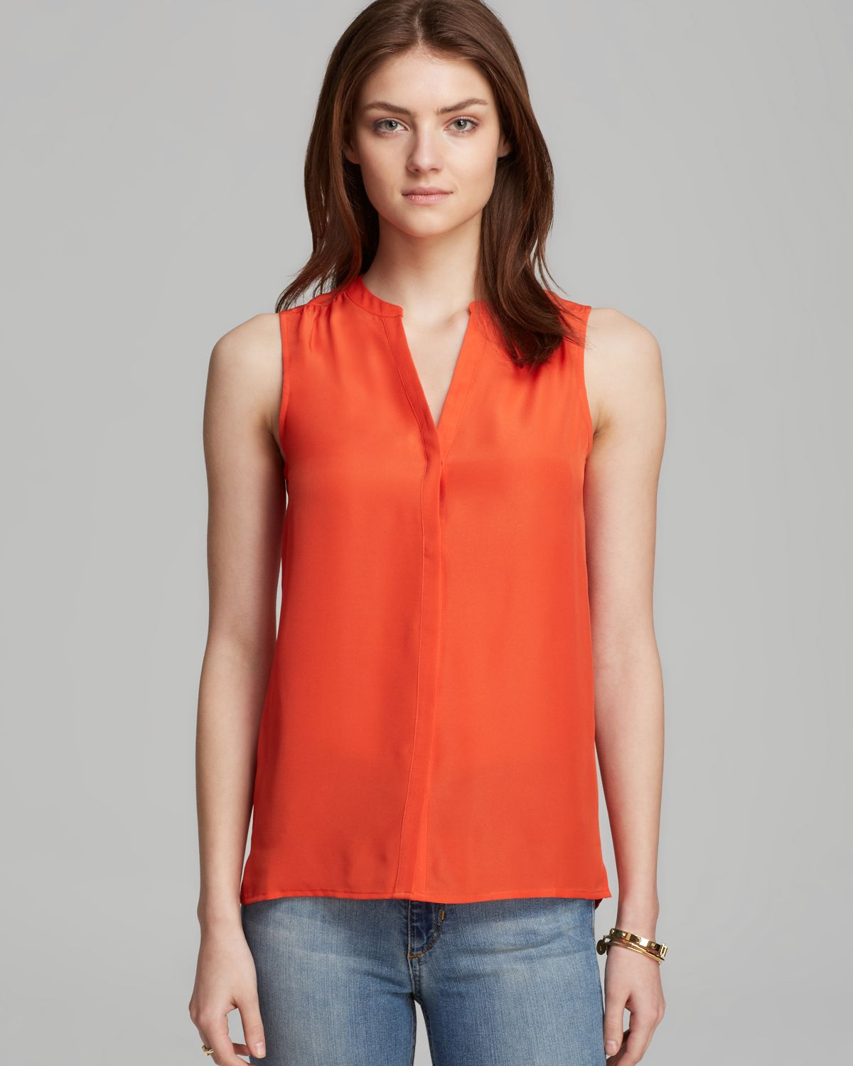 Nydj Sleeveless Back Pleat Top in Red (Monarch) | Lyst